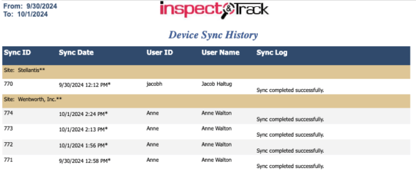 Sync History
